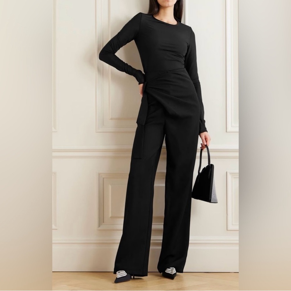 New! GAUGE81 Carlow‎ knotted draped crepe wide-leg pants in Black Sz 34 XS $590